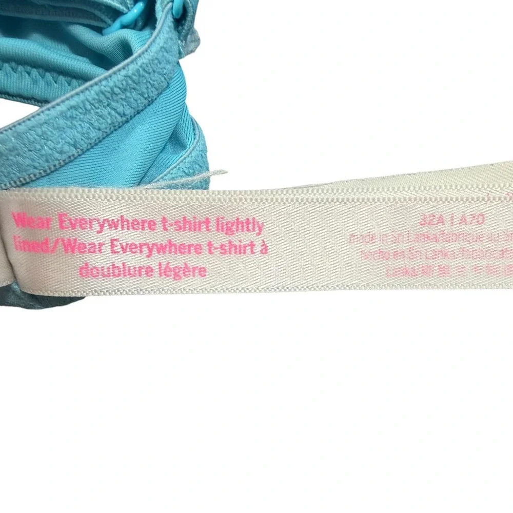 PINK‎ Victoria's Secret Wear Everywhere Bra 32A Blue Underwire Rhinestone